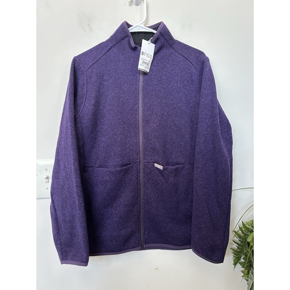 NWT FIGS On-Shift Jacket L Purple Sweater Knit Full Zip Medical Scrub Workwear